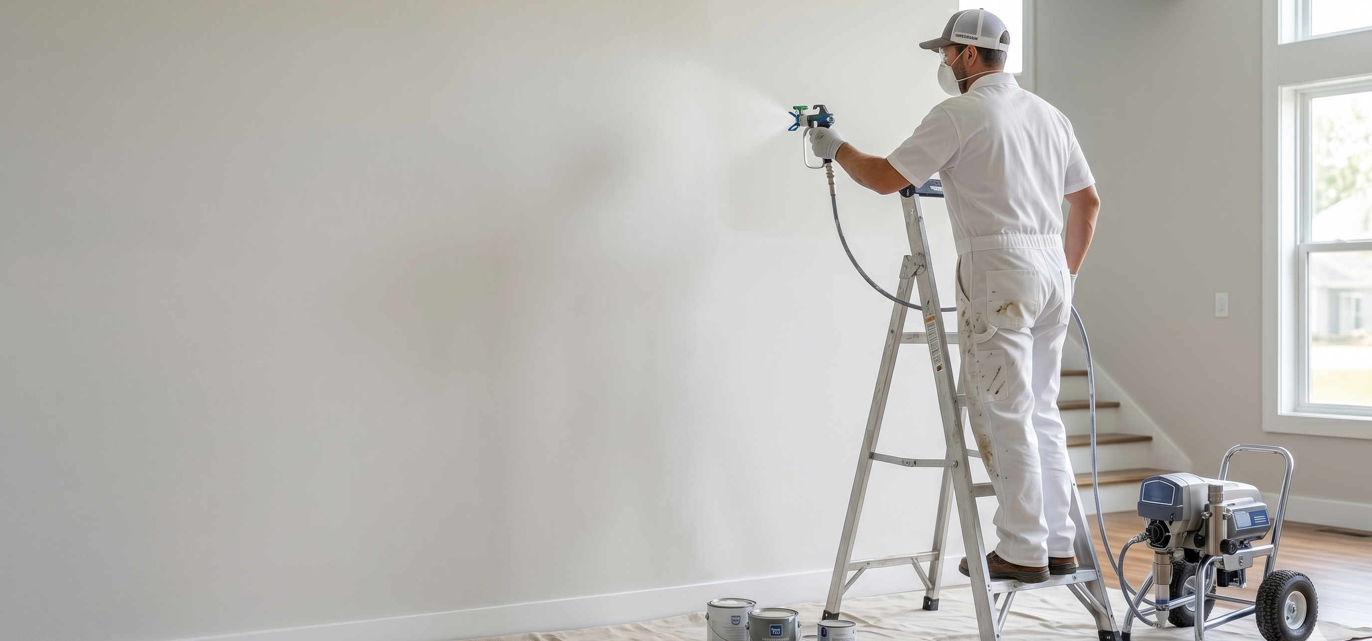 Professional painter rolling fresh paint onto interior walls of a Seattle home